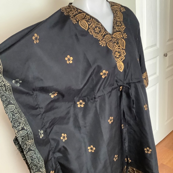 Black&Gold light caftan tunic XL 39-42 bust - Picture 7 of 12